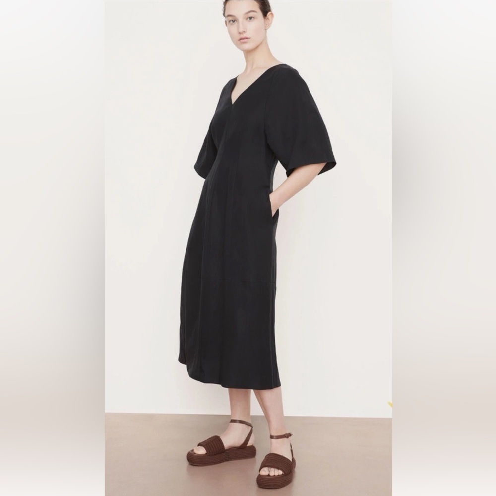 VINCE Double V-neck Flutter Sleeve Dress - Size Small